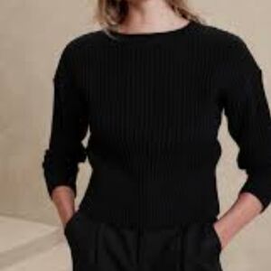 Banana Republic Black Textured Pullover Sweater